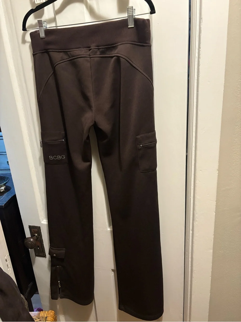 Women’s BCBG Brown Drawstring Casual Cargo-like w/Bling Pants - Picture 3 of 10
